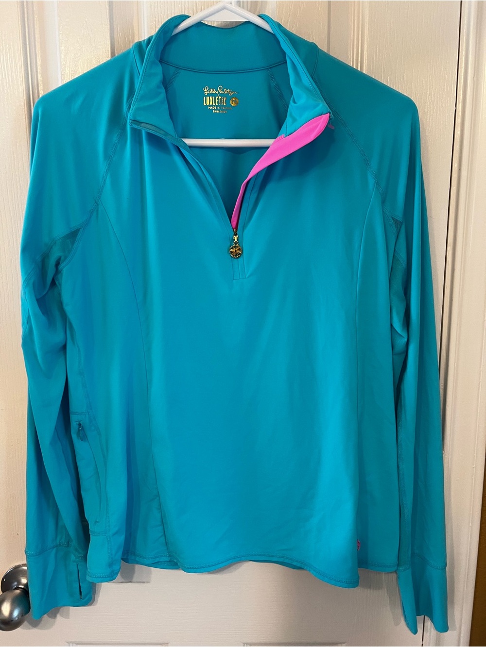Lilly Pulitzer Luxletic Quarter-Zip Pullover Turquoise Aqua | Size M